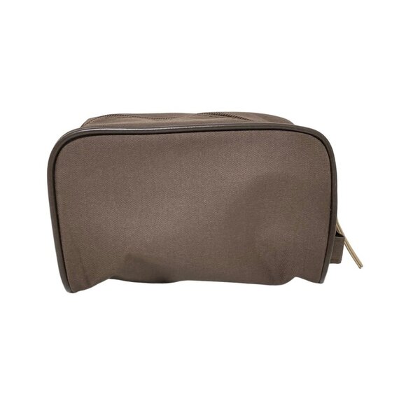 Auth BVLGARI PARFUMS - Dark Brown Beige Nylon Synthetic Leather Pouch - Picture 3 of 6